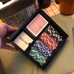 High quality  Poker Set wooden box metal cover all sealed not used